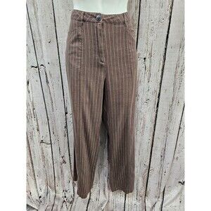 SUNDANCE Women's 12P Andover Pants Brown‎ Linen Blend Wide Leg Slacks Trousers